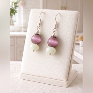 Sterling Silver Earrings Cats Eye & Amazonite